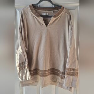 Urban Outfitters Standard Cloth Men's Henley Long Sleeve Top | Beige Tan | XL